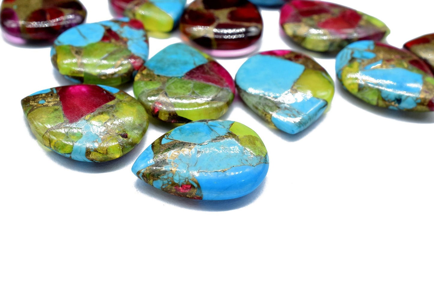 Oyster Copper Turquoise Beads, 18x23mm Teardrop beads,Smooth Briolettes,Wholesale Price Beads, Mystic Beads,Rare Copper Turquoise Briolettes