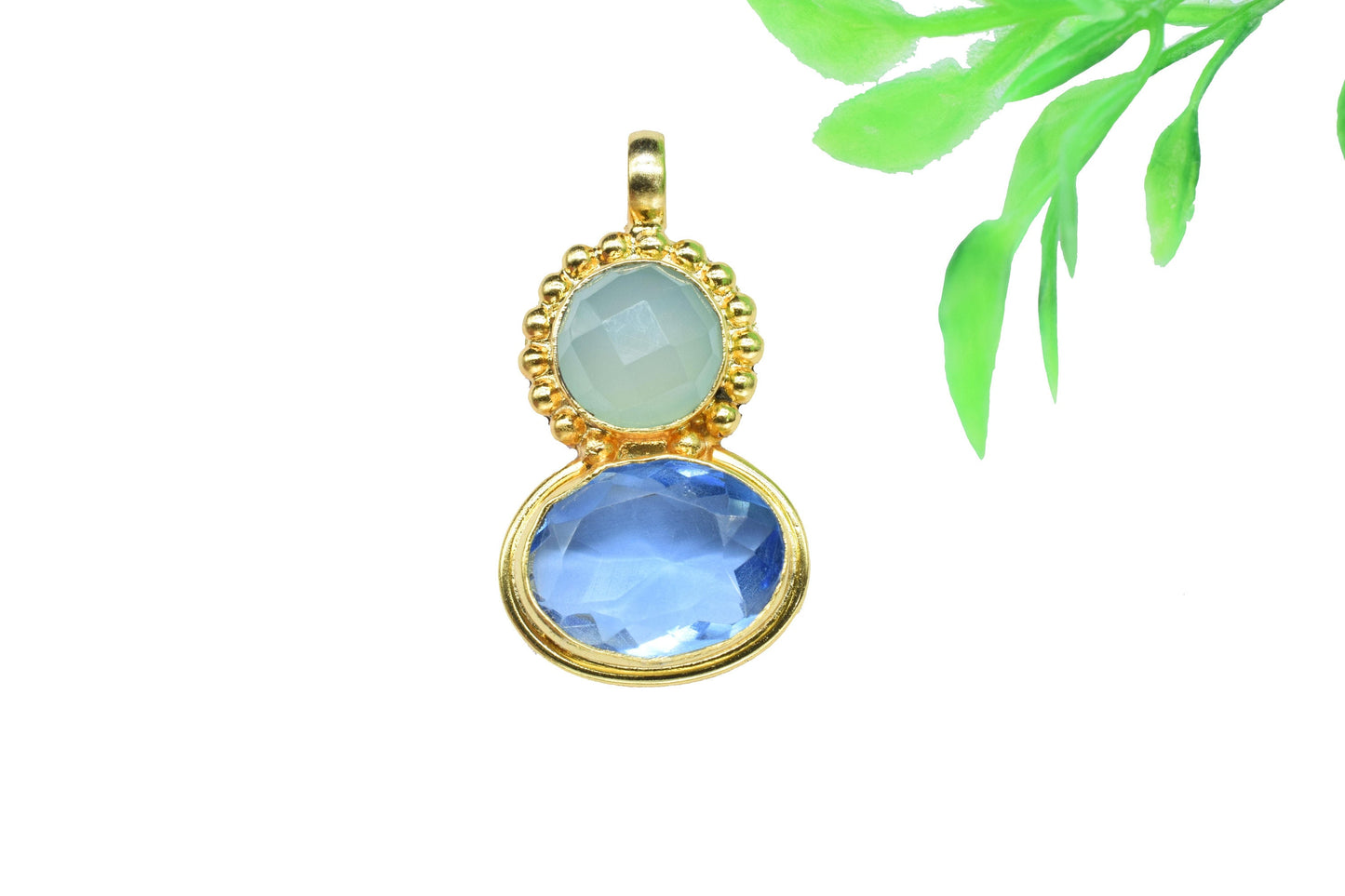 Tanzanite Designer Pendant,Dual Gemstone Pendant,multi Stone Pendant Charm,Vermeil Pendant Jewelry,Handmade Carft,small pendant,Loop Pendant