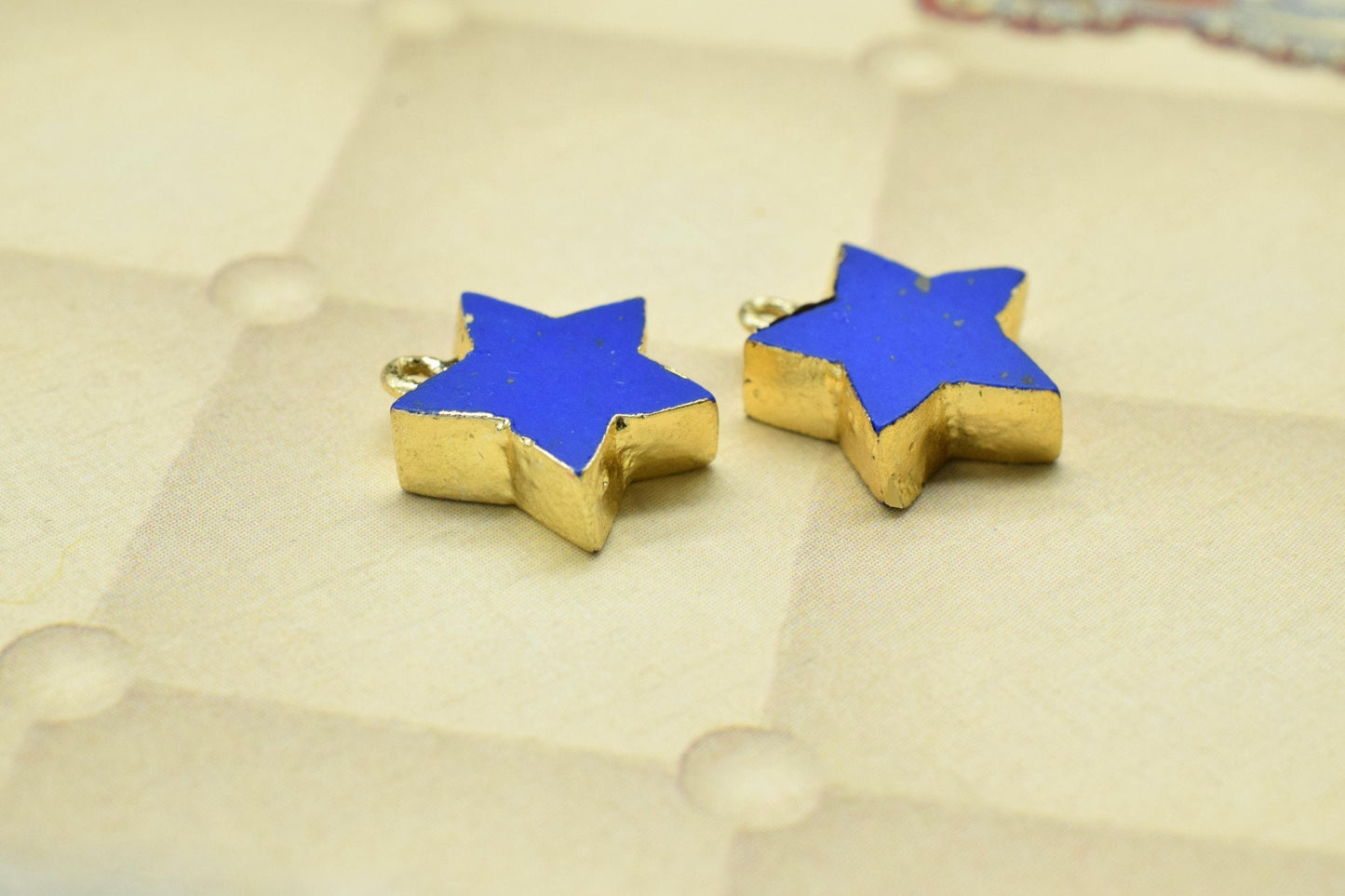 Lapis Lazuli Star Connector,Single Bail Connector,Handmade Star Charms Necklace,Star Pendant Jewelry Supply,Electroplated Gemstone Jewelry