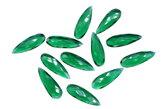 Matched Pairs,Emerald Green Hydro Quartz Faceted 10X30mm Pear Shape Briolettes,Emerald Faceted Teardrop Gemstone,Emerald Teardrop Briolettes