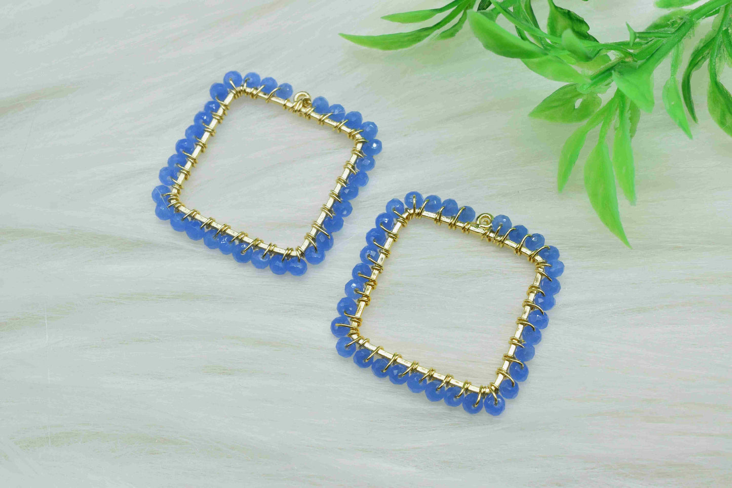 Blue Quartz Wire Wrapped Dangle Connector, Gemstone Component, Handmade Earring, Finding Necklace Component Jewelry,Beaded Earring Connector