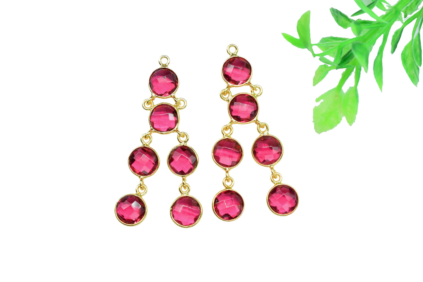 Gemstone Chandelier Earrings,Craft Supplies,Dangle Beads Earring,Handmade Jewelry,Round Bezel Earring,Components Earring,Station Link,Gift