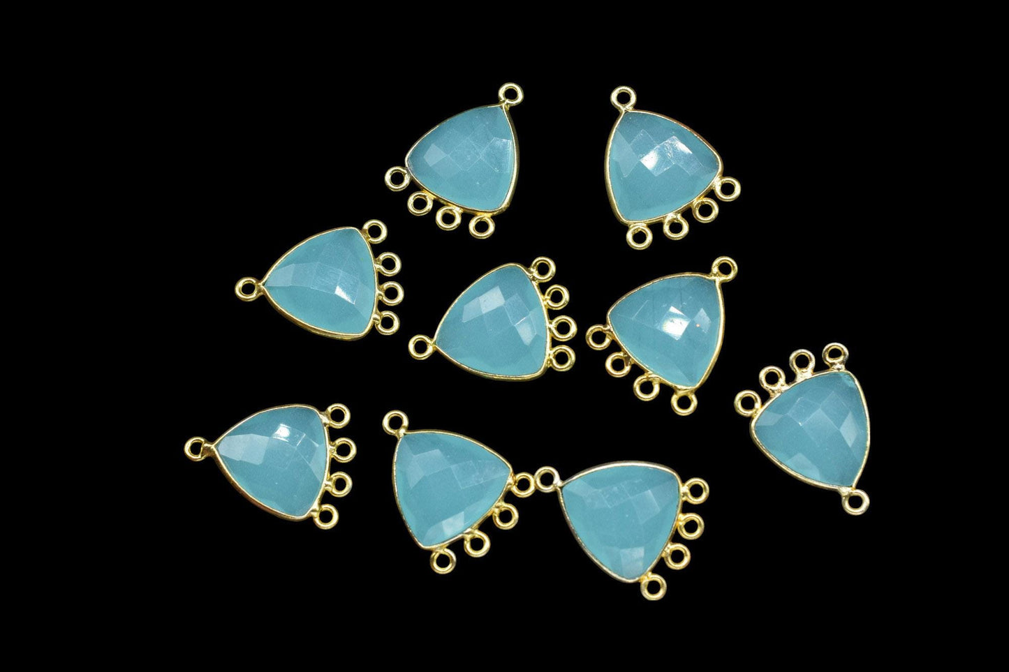 Aqua Chalcedony 15mm Triangle Bezel Connector/Gold Plated Jewelry/Women Jewelry/Connector Jewelry/Handmade Connector/Connector Jewelry/Gift