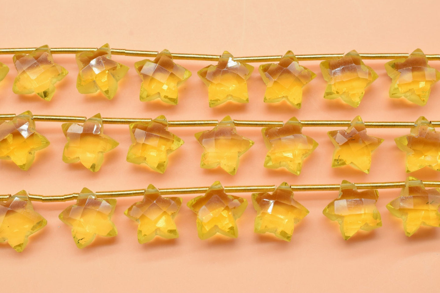 Citrine Faceted Star Shape Briolettes, Carved Gemstone, 10 Pcs Strand, Gemstone For Jewellery,star shape briolette,Side Drilled briolettes