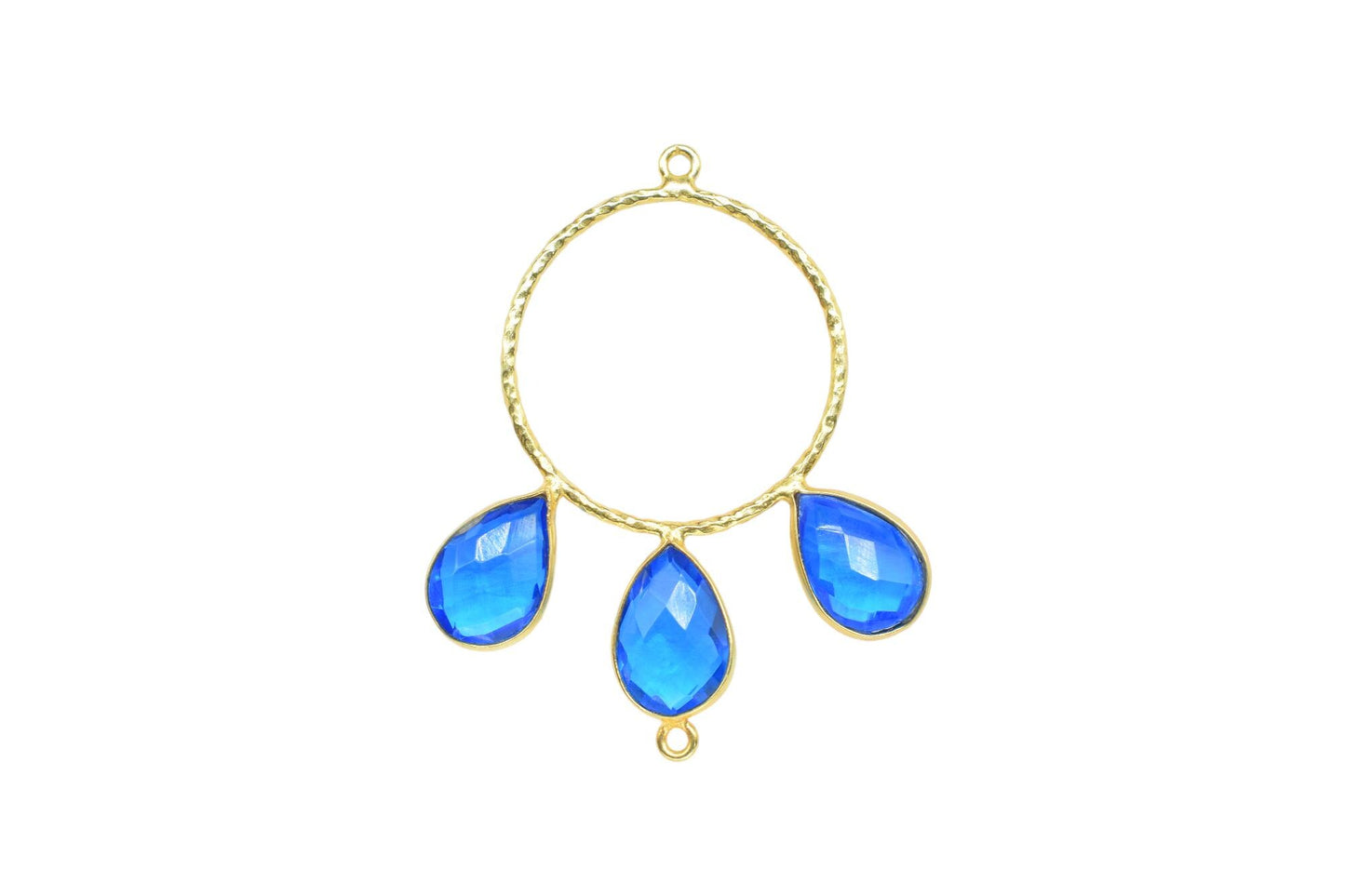 Blue Topaz Pendant/Gold Plated Jewellery/Connector Jewellery/Blue Gemstone Jewellery/Brass Connector Jewellery/Double Bail Pendant/Gift