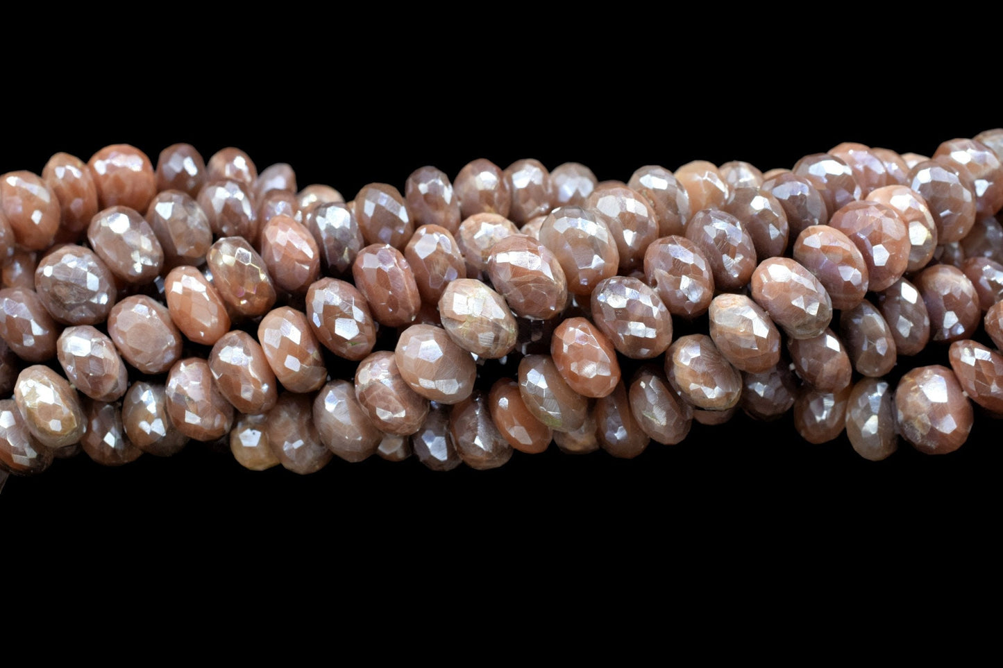 Genuine Natural Chocolate Moonstone Faceted Rondelle Shape Beads,8.5mm To 9mm Size Moonstone Faceted Beads, Grade AAA Rondelle Faceted Beads
