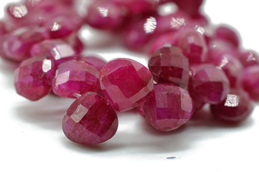Natural Ruby Heart shape 6mm Briolettes,Jewelry making supplies,craft supplies,Super Genuine Ruby Faceted Heart Shape beads Briolettes,Ruby