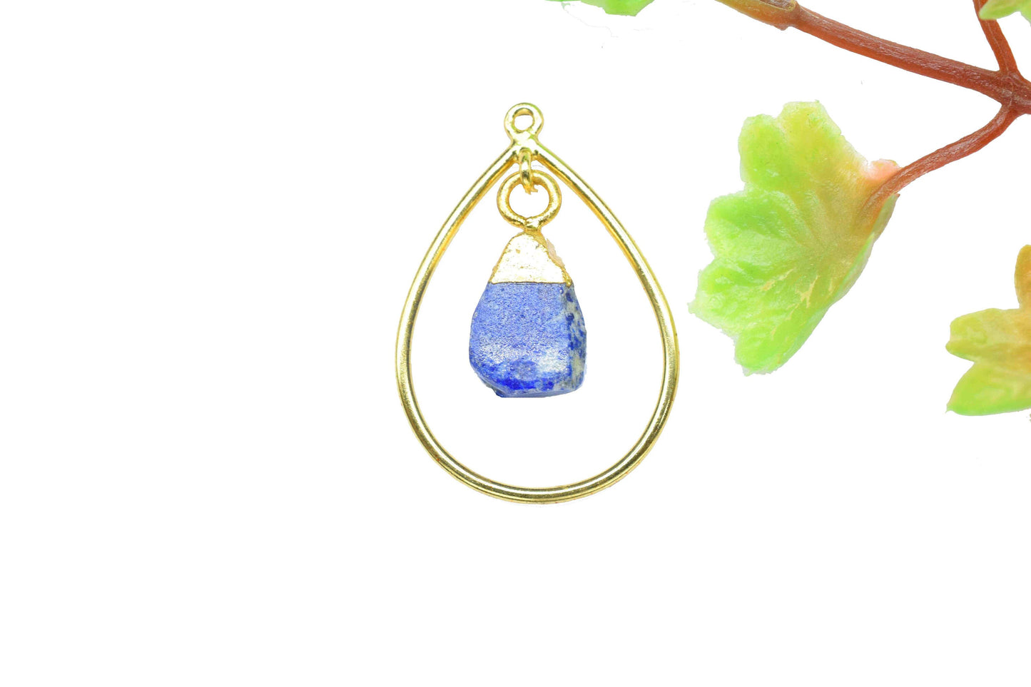 Natural Rough Stone Pendant,Finding Teardrop,Wedding jewelry,Bridal Jewelry,Gemstone Components,Electroplated Pendant Jewelry,Station Link