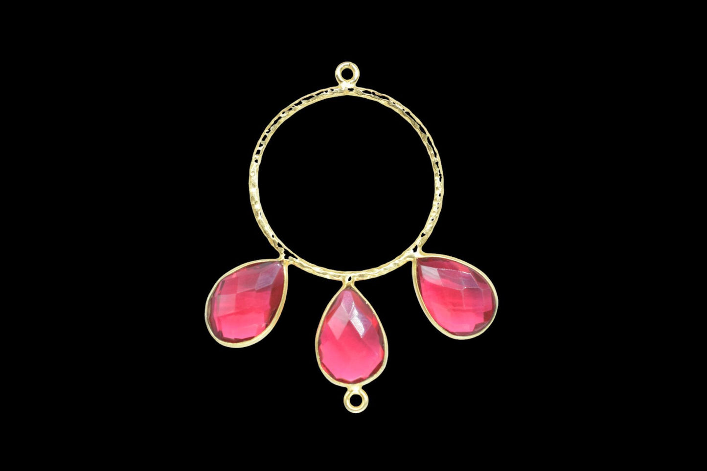 Pink Tourmaline Pendant/Gold Plated Jewellery/Connector Jewellery/Pink Gemstone Jewellery/Brass Connector Jewellery/Double Bail Pendant/Gift
