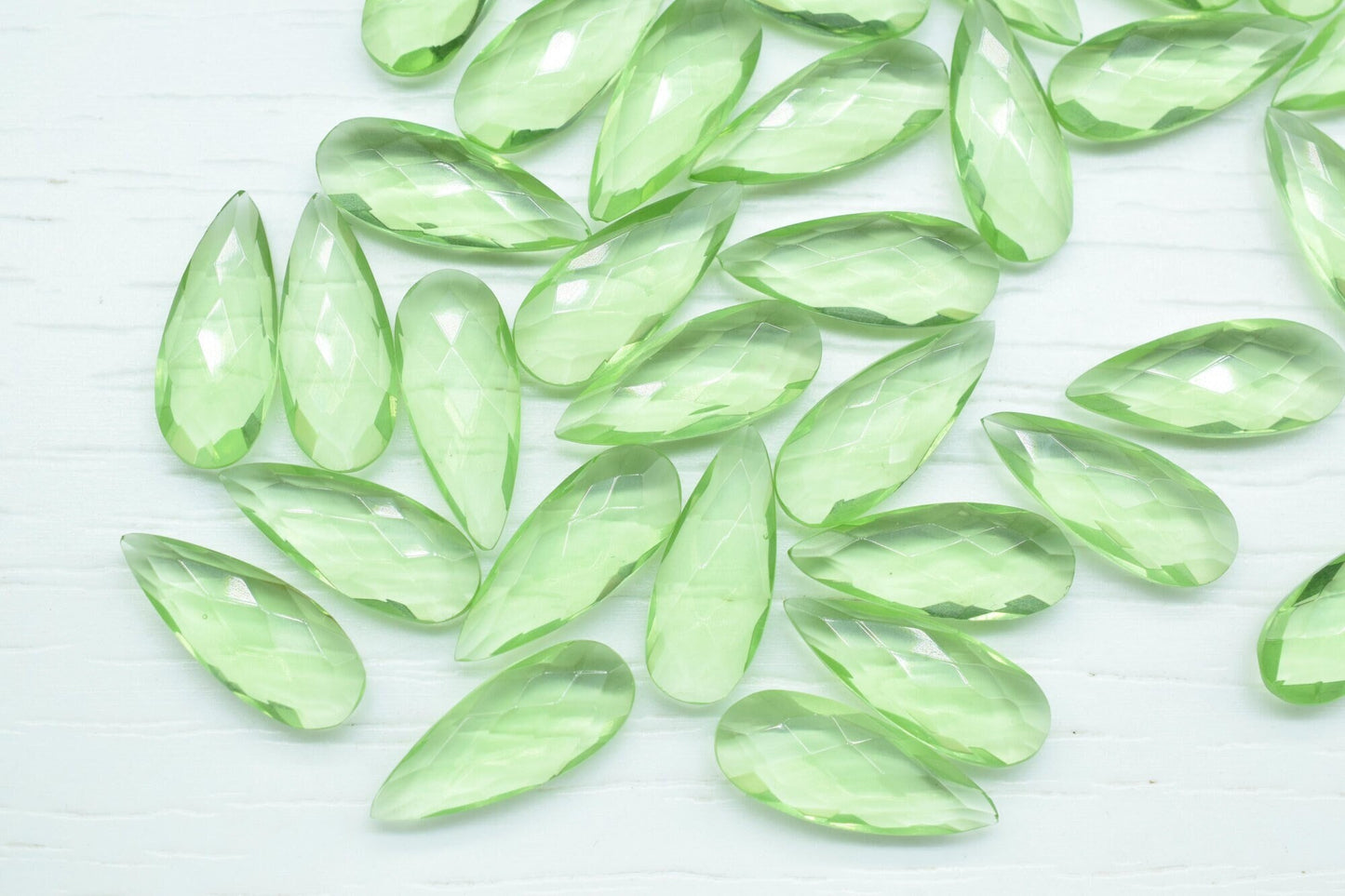 Green Amethyst  8X20mm Faceted Pear Shape Briolettes,Green Amethyst Teardrop Briolettes,Green Gemstone Briolettes,Long  Faceted Pear Beads,