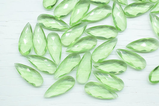 Green Amethyst  8X20mm Faceted Pear Shape Briolettes,Green Amethyst Teardrop Briolettes,Green Gemstone Briolettes,Long  Faceted Pear Beads,