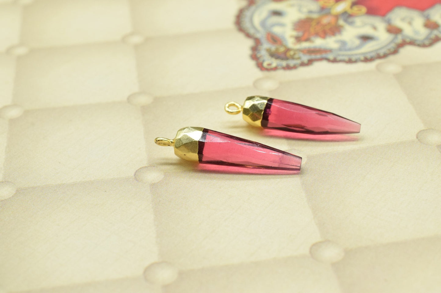Pink Tourmaline Pencil Pendant,Tourmaline Pendant Jewelry Making Supply,Gemstone Single Bail Connector,Handmade Faceted Spike Pointed Charm