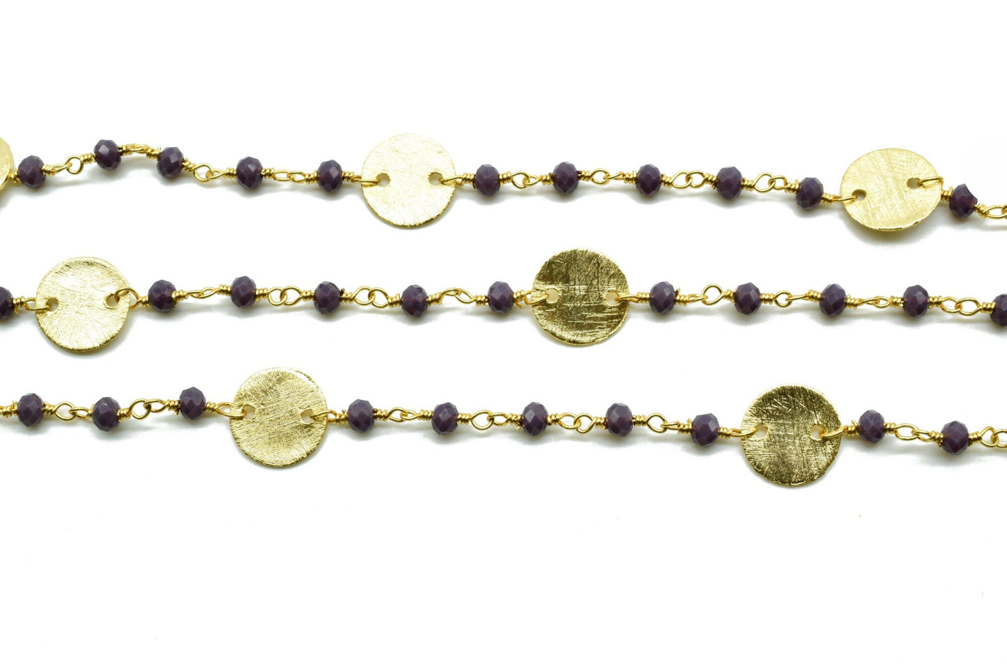 Lavender 3mm Beaded Chain,Lavender Rosary Chains,Lavender Wire Wrap Chain,Lavender Brass chain,Jewelry Making Chain,circle charms chain,boho