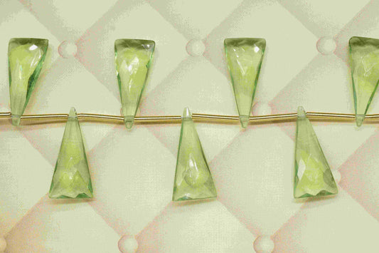 Green Amethyst Triangle Shape Briolettes,Green Faceted Beads,Green Gemstone Briolettes,Fancy Shape Briolette,Green Amethyst Jewelry Supplies