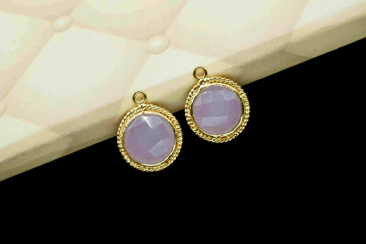 Rose Quartz 10mm Round Shape Single Bail Bezels Charms,Gemstone Bezels Connectors,Rose Quartz Charms Jewelry,Checker Cut Rose Quartz Pendant