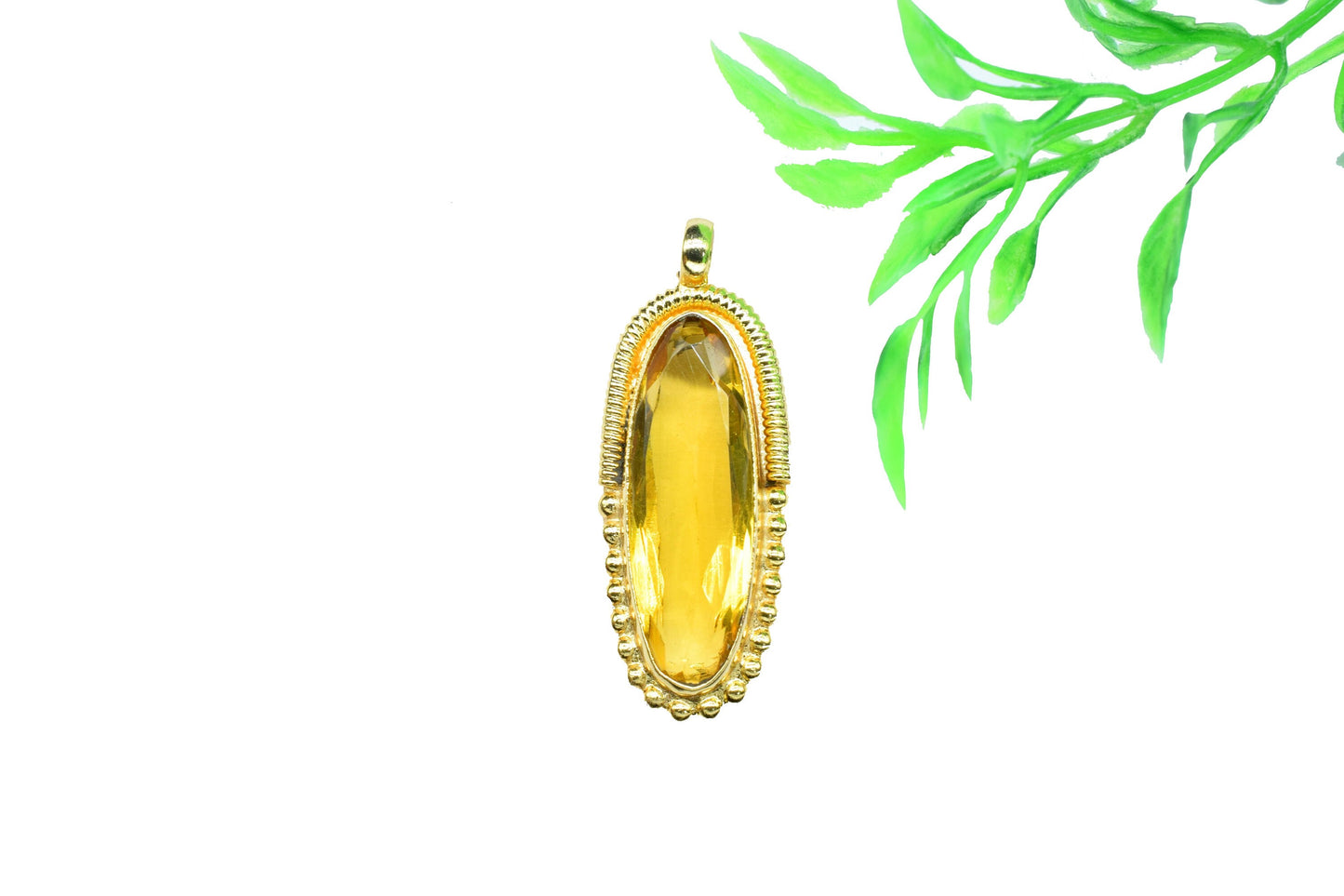Citrine Pendant Charm,Yellow Gemstone Pendant,Handmade Craft,Oval Shape Pendant Jewelry,Statement Pendant,Loop Pendant,Brass Pendant,Gift