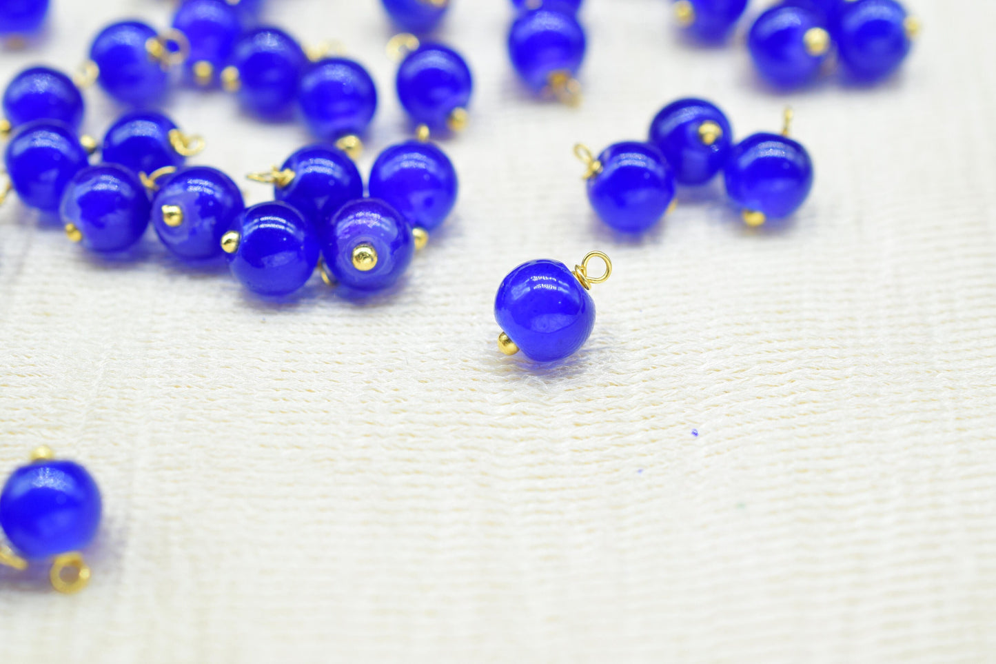 Dark Blue Jade 6mm Round Smooth Beads/Earring Components/Dark Blue Jade Single wire wrapped Beads/Round Beads Connector/Gemstone Beads/Gift