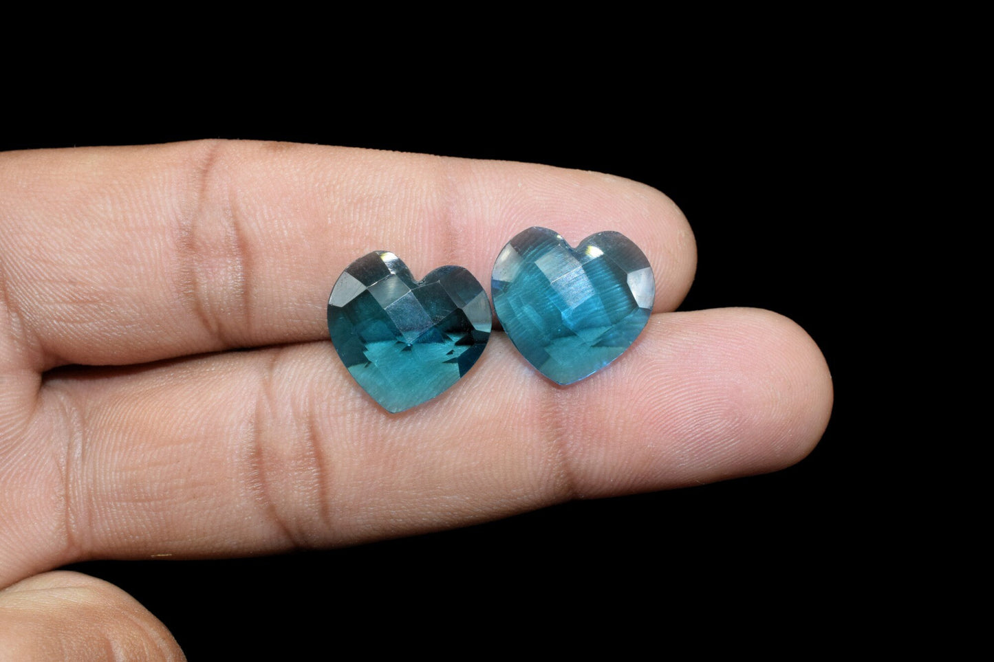 London Blue Topaz 14mm Heart Shape Briolettes,London Blue Crystal Heart Briolettes, London Blue Topaz Crystal Concave Cut, Fancy Briolettes,
