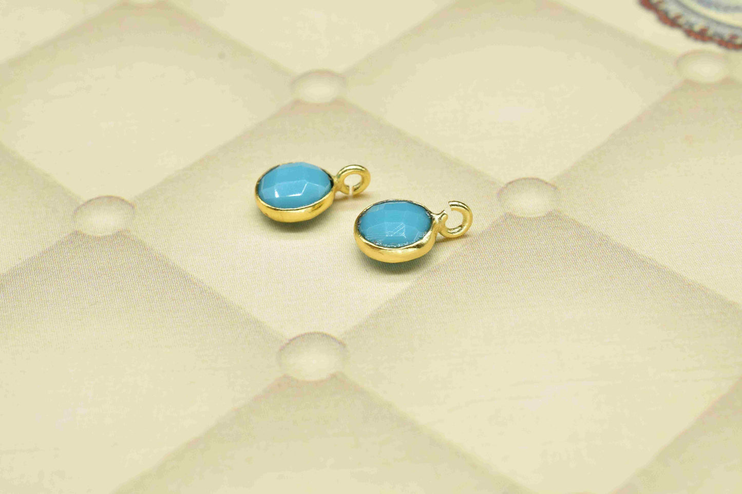 Turquoise 6mm Round Earring Connector,Gemstone Connector Stud,Craft Supplies,Jewelry Finding,Jewelry Making Connector,Turquoise Stud Earring
