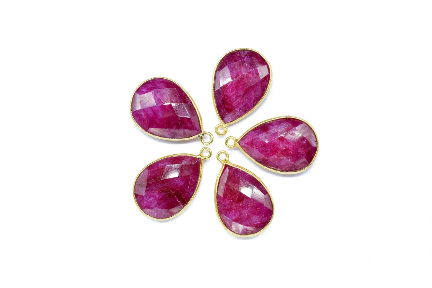 Ruby 13x18mm Bezel charm,Ruby Teardrop pendant,Ruby Gold Plated bezel,Hot Selling Ruby Single Bail Connector,Ruby Pendant,Ruby connectors
