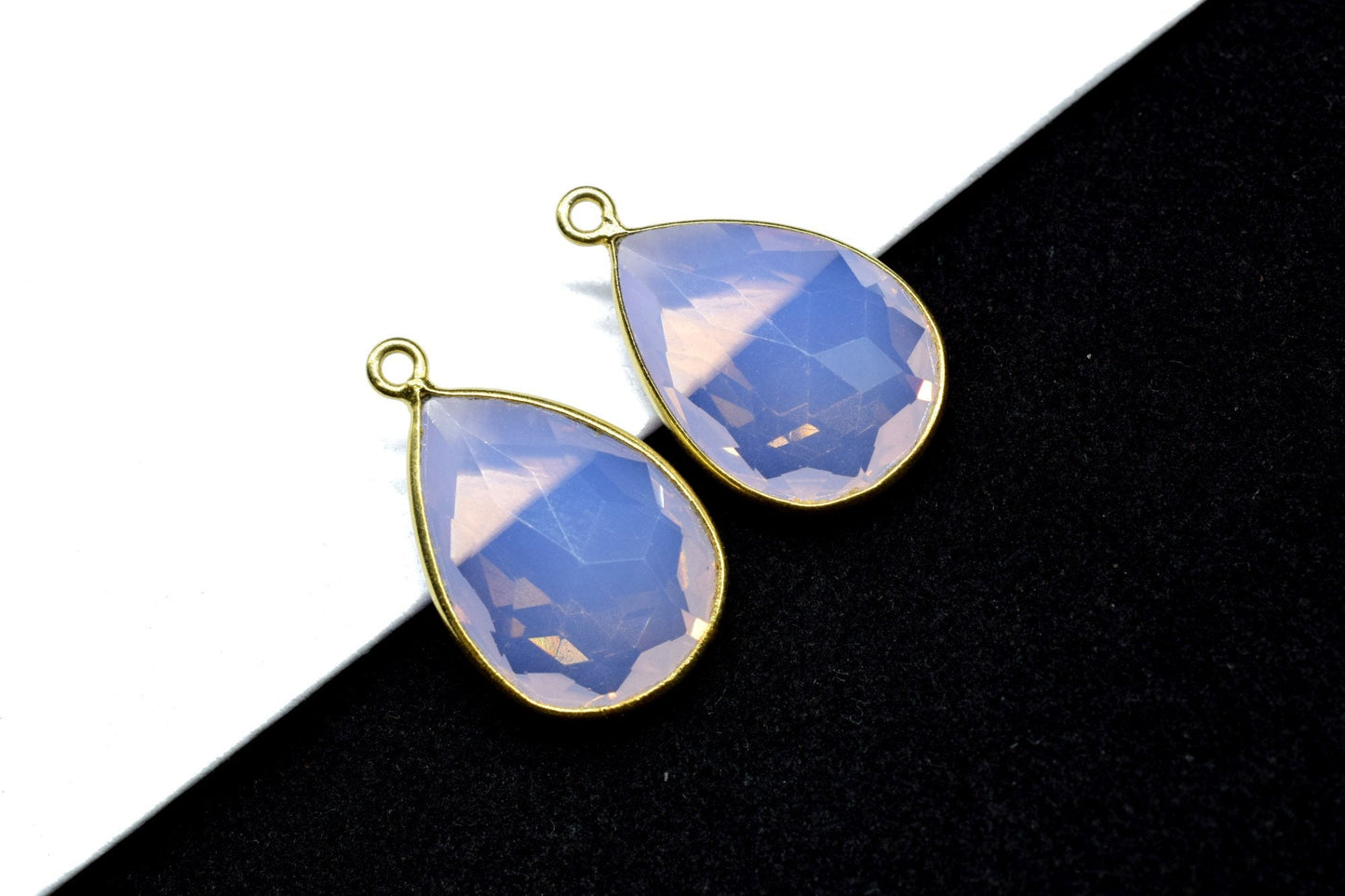 Pink Opalite 13x18mm Pear Shape single bail charm,Pink Opalite Teardrop Gold Plated bezel,Gold Bezel,jewelry making charm,Pink Opalite bezel
