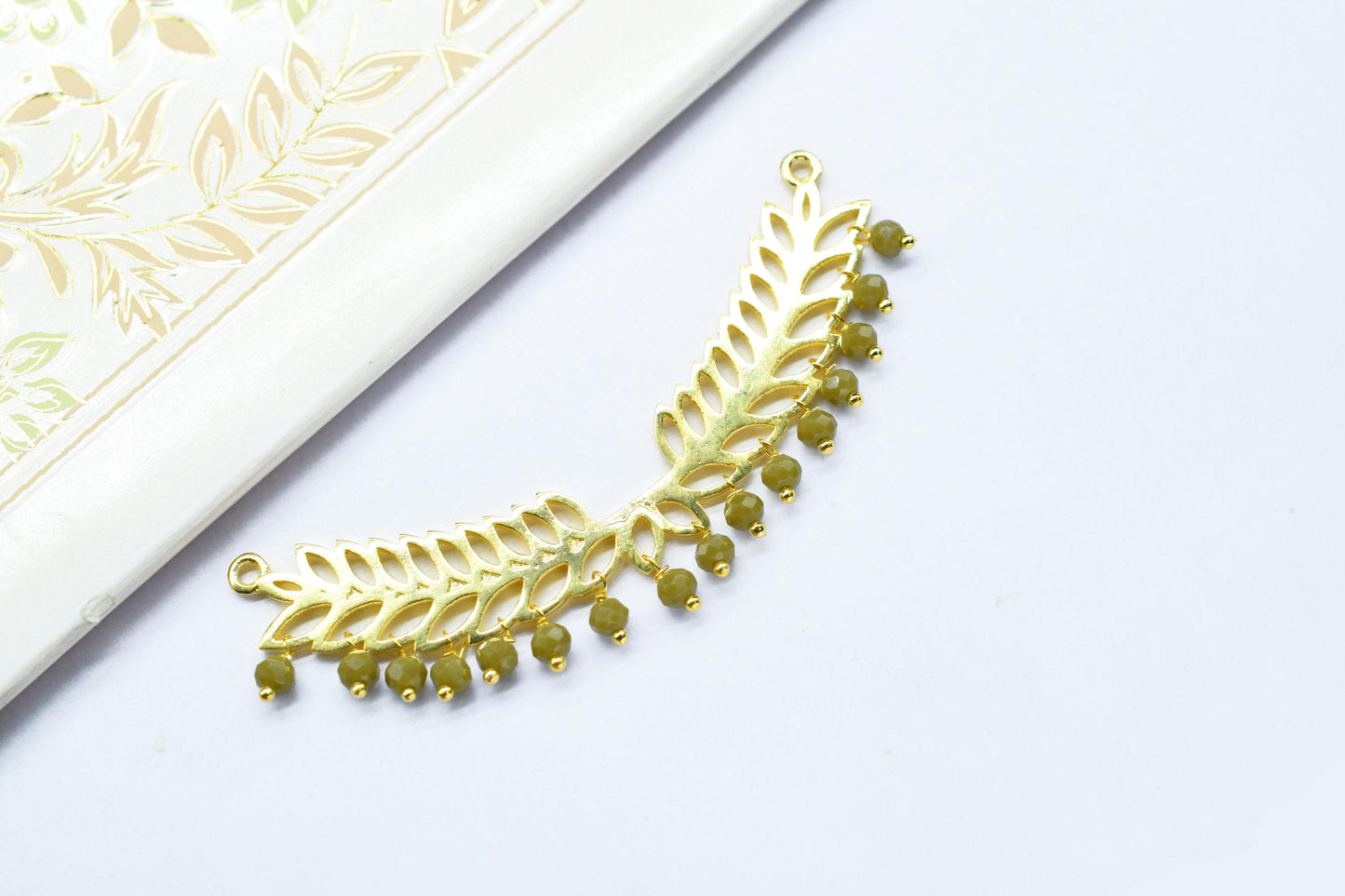 UnaKite Quartz Beads Dangle Charms,Wedding Hair Vine Connectors,Gemstone Leaf Pendant Necklace,Component Leaf Charms,Handmade jewelry,Gift