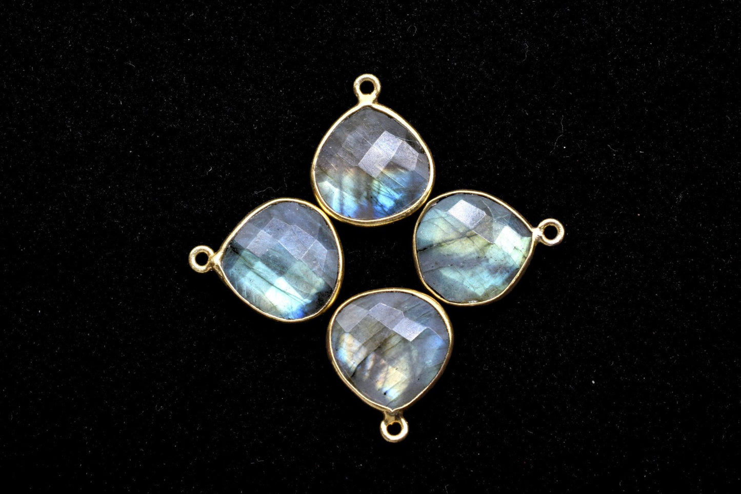 Labradorite 14mm Heart shape Single bail charm,Labradorite Faceted Bezel Link Connector,Sold By Piece,Labradorite Heart Shape bezel Pendant