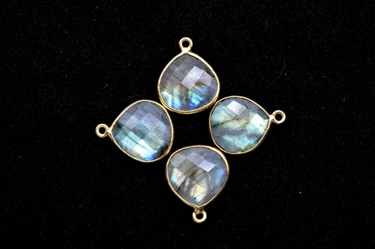 Labradorite 14mm Heart shape Single bail charm,Labradorite Faceted Bezel Link Connector,Sold By Piece,Labradorite Heart Shape bezel Pendant
