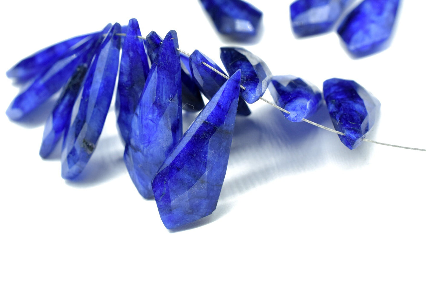Blue Sapphire Faceted Long Pear Shape Briolette Beads,Sapphire 12x27mm Teardrop Briolettes,Sapphire Pear,Sapphire Briolettes,Craft Supplies