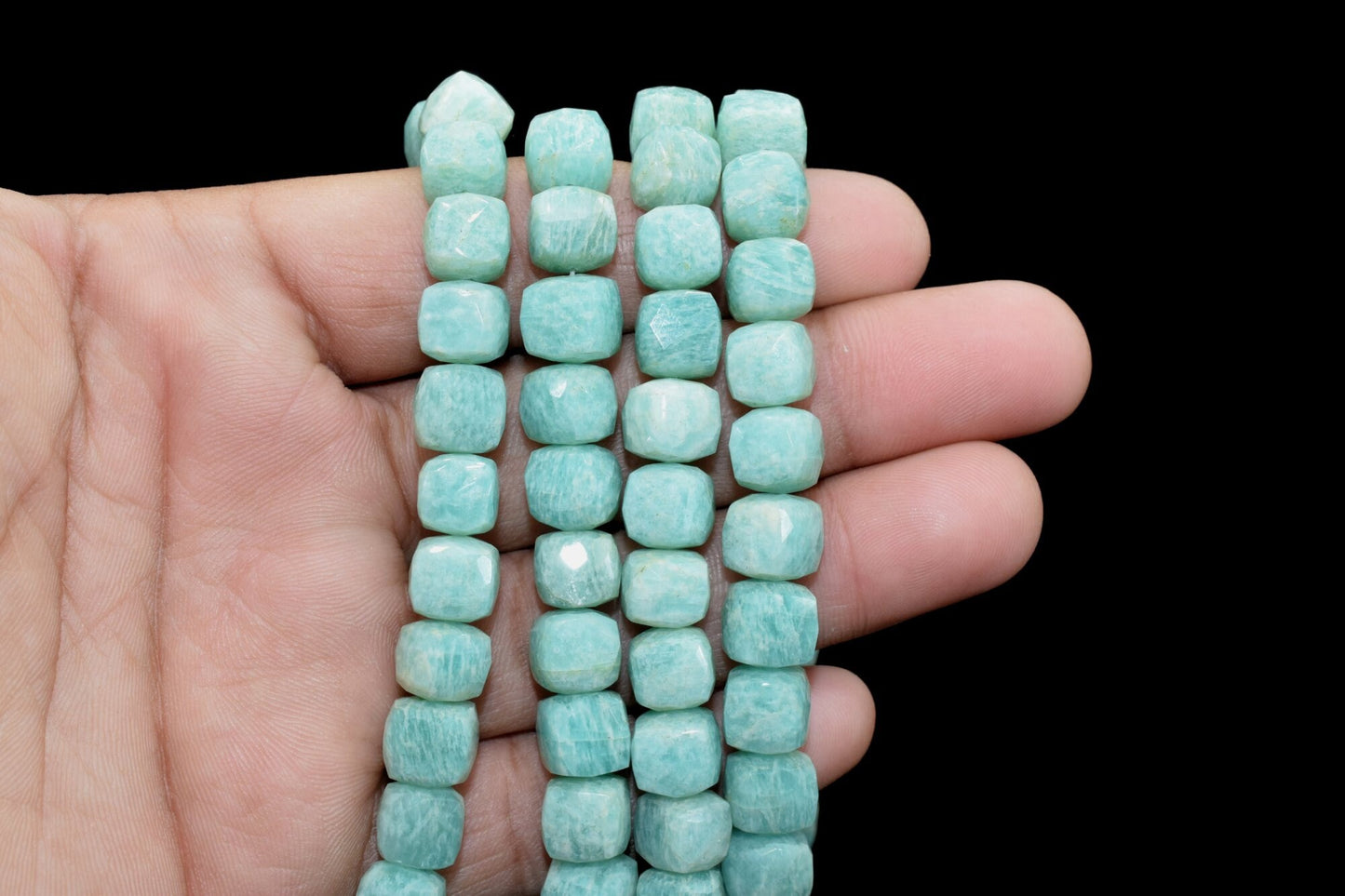 Natural Amazonite Faceted Cube Beads,8-9mm Box Shaped Beads,Amazonite Loose Beads,Amazonite Cube Beads,jewelry making beads,3D Cube Beads