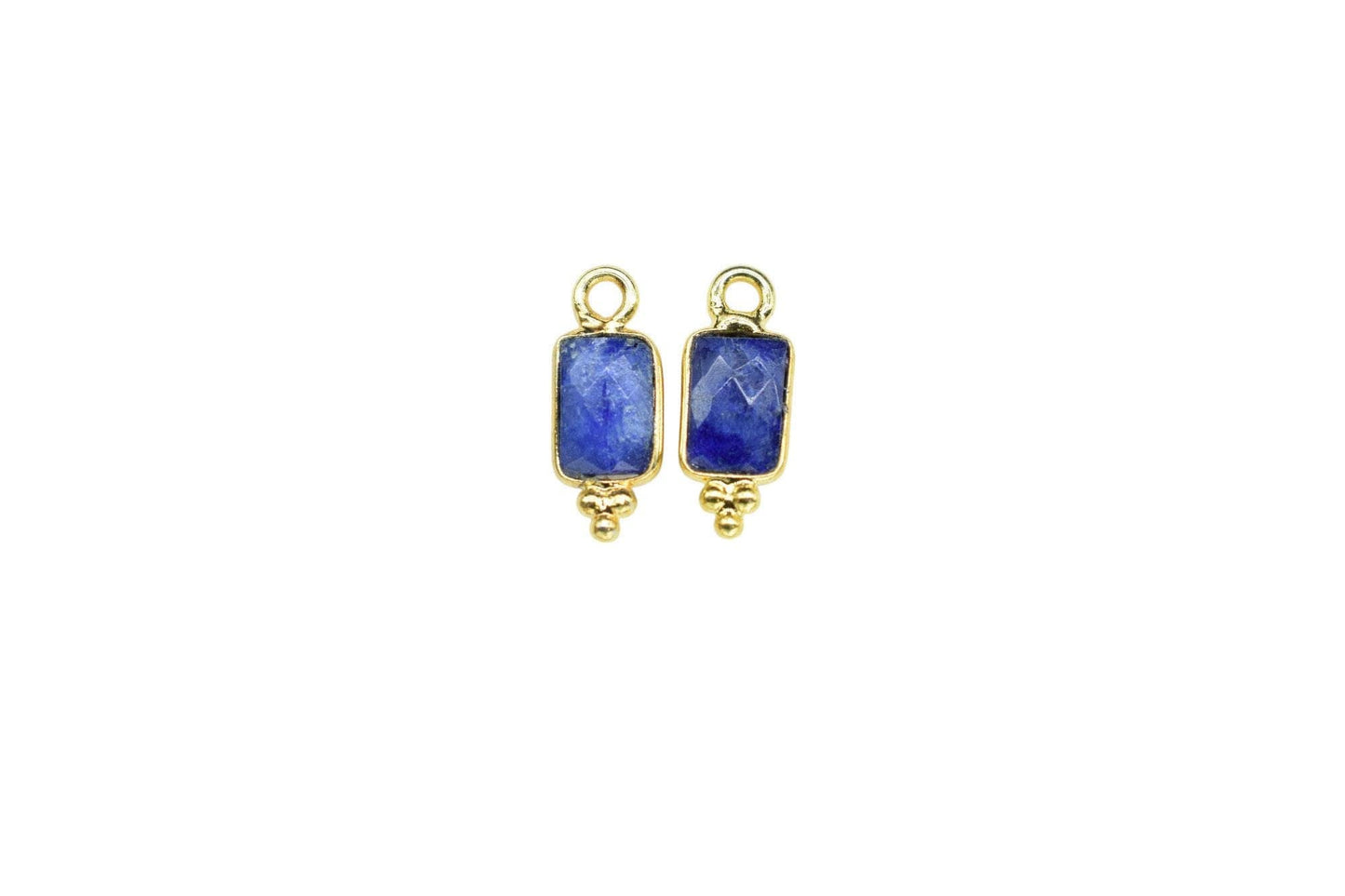 Gemstone Blue Sapphire Charms Pendant/Buguette Shape Pendant/Handmade Pendant/Tiny Pendant/Necklace Connector jewelry/B'day Gift