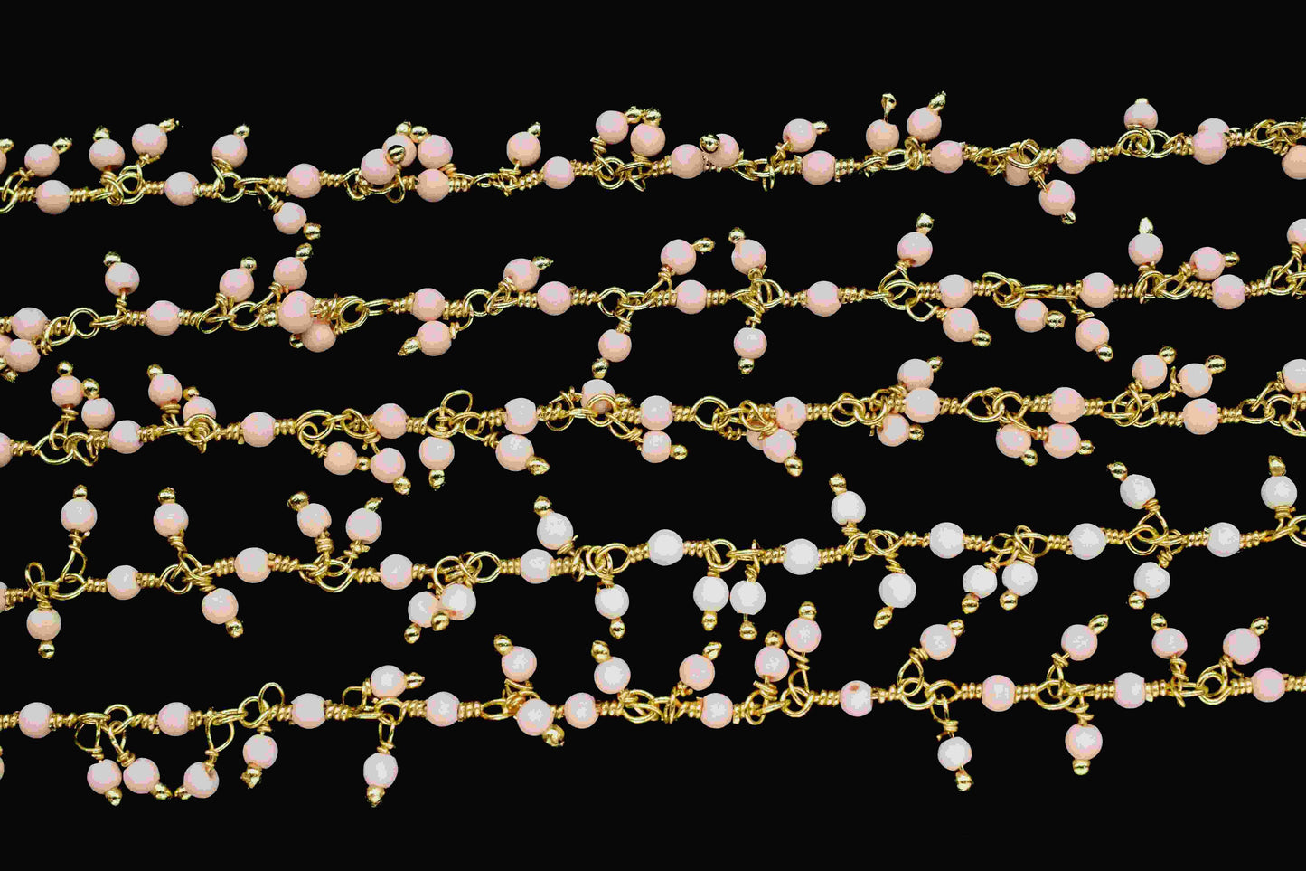 Pink Opal 2mm Cluster Rosary Chain,Handmade Rosary Chain,Opal Jewelry Making,Wire Wrapped Bead Dangling Rosary For Necklace,Finding Jewelry