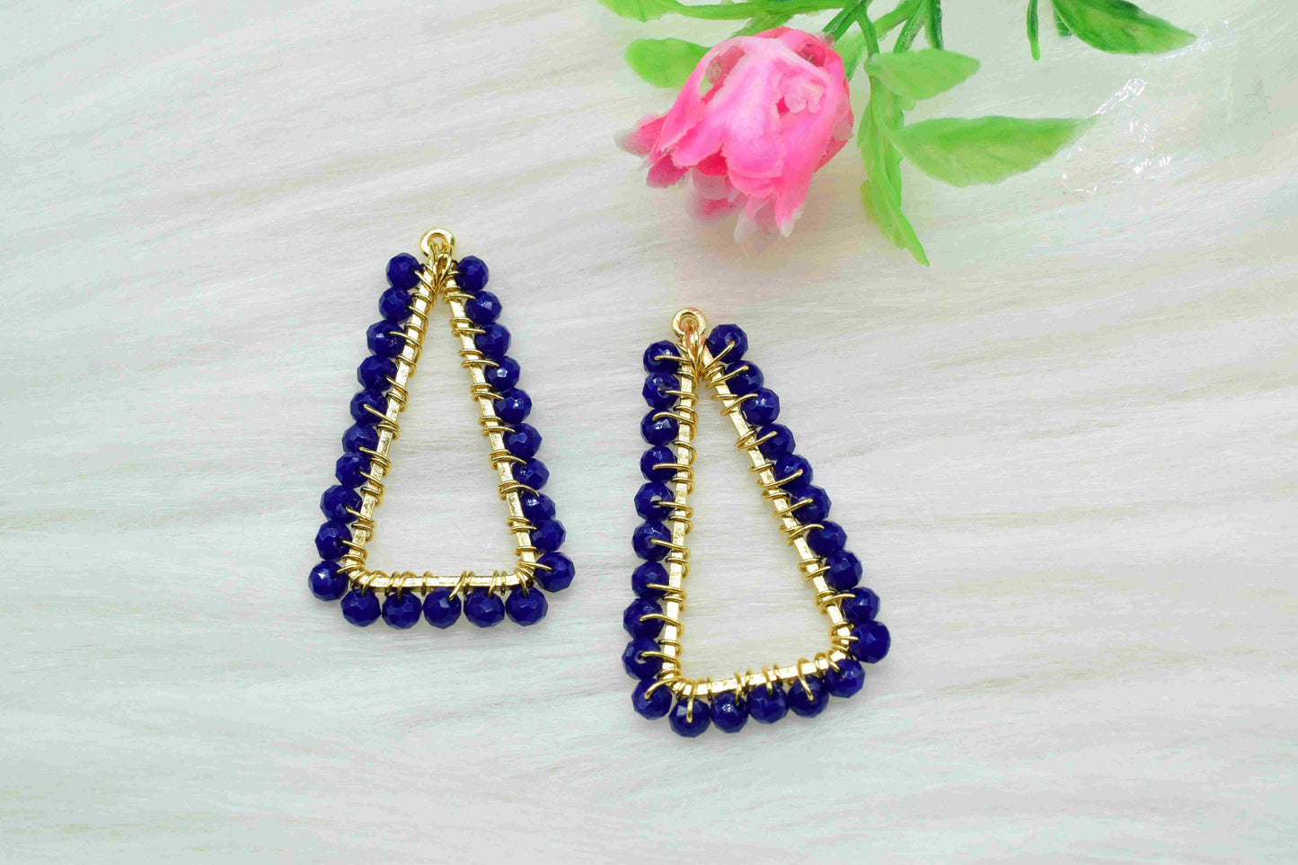 Lapis Lazuli Wire Wrapped Dangle Earring, Gemstone Component,Handmade Connector,Finding Necklace,Component Jewelry,Beaded Earring,Connector,
