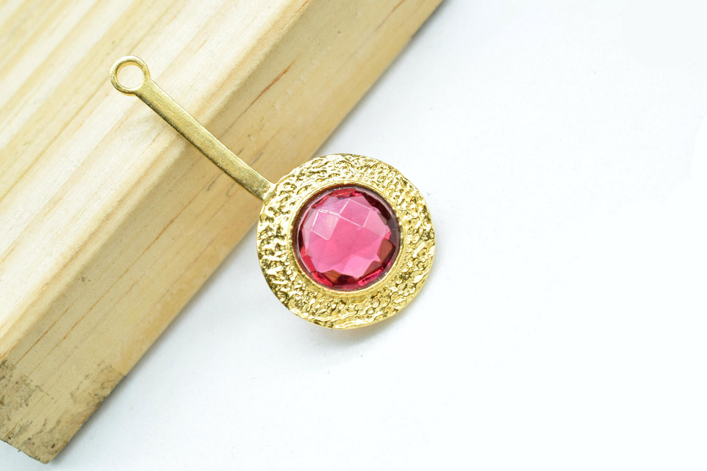 Pink Tourmaline Pendant , Pink Tourmaline  Gemstone Handmade Pendant ,Single Bail Checker Cut Gemstone Connector, Gold Plated Connectors