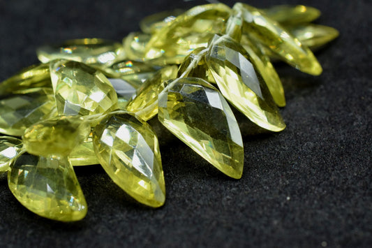 Lemon Quartz 10x20mm Horn shape faceted beads,Lemon Quartz Fancy Cut Shape Beads,Handmade Gemstone Beads,Lemon Faceted bead,Shark Tooth bead