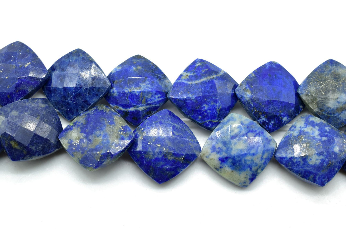 Lapis Lazuli Faceted Cushion Briolettes,Lapis Lazuli Square briolettes,Lapis Lazuli briolettes strand,Lapis Lazuli 14mm briolettes beads