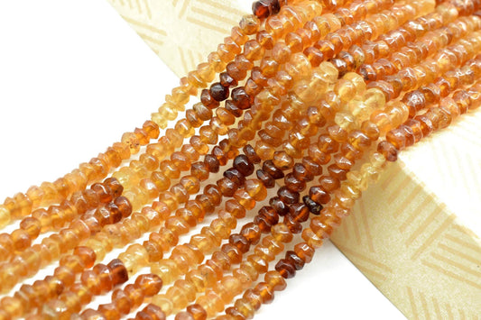 Hessonite garnet shaded Beads - Full Strand 13" - 3mm to 5mm Rondelle Beads -Faceted Beads,garnet beads,Faceted Rondelle Beads,Garnet beads