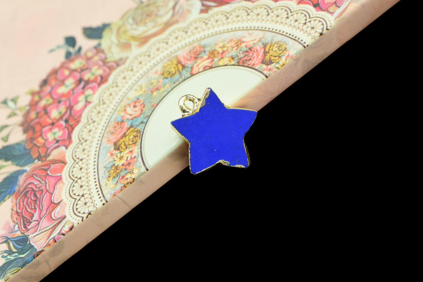 Lapis Lazuli Star Connector,Single Bail Connector,Handmade Star Charms Necklace,Star Pendant Jewelry Supply,Electroplated Gemstone Jewelry