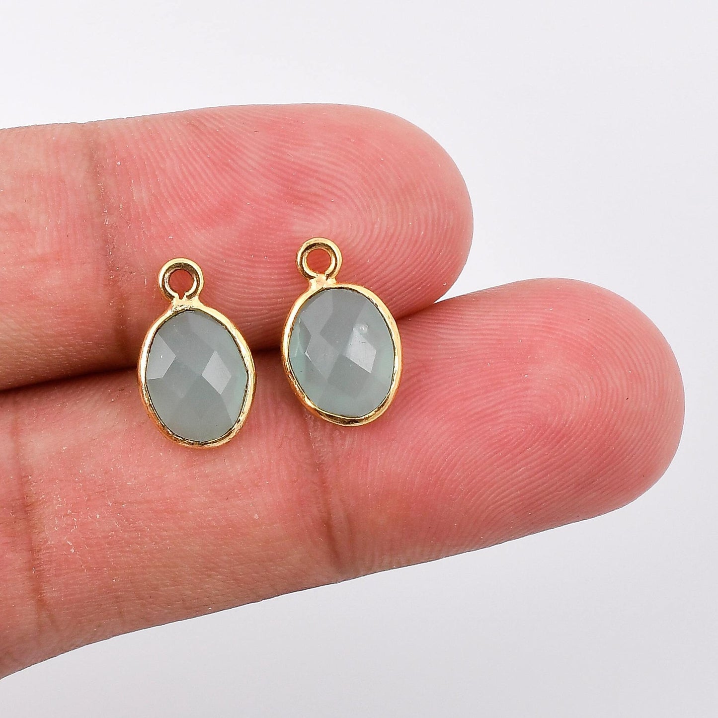 Aqua chalcedony 6x8mm Oval  Bezel connector,Chalcedony Gold Plated bezel,Aqua chalcedony Bezel,Gold Vermeil Bezel,jewelry Gold-Filled bezel