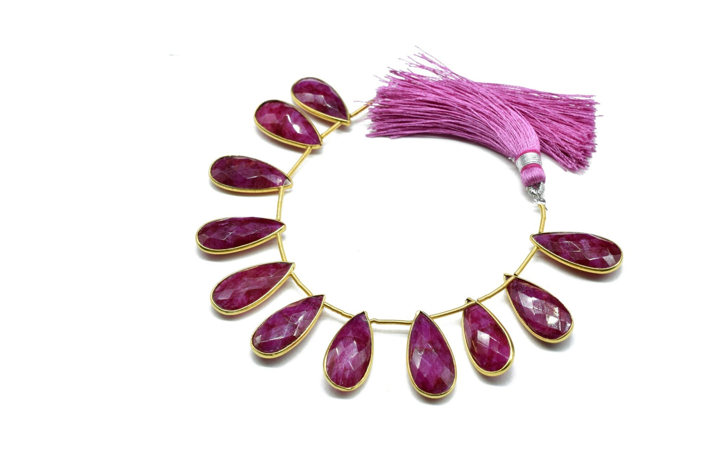 Ruby 8x20mm  Faceted Pear Shape Bezel,Ruby Single Flat Bail links,Ruby gold charms,Hot Selling Ruby Single Bail Connector,Bezel