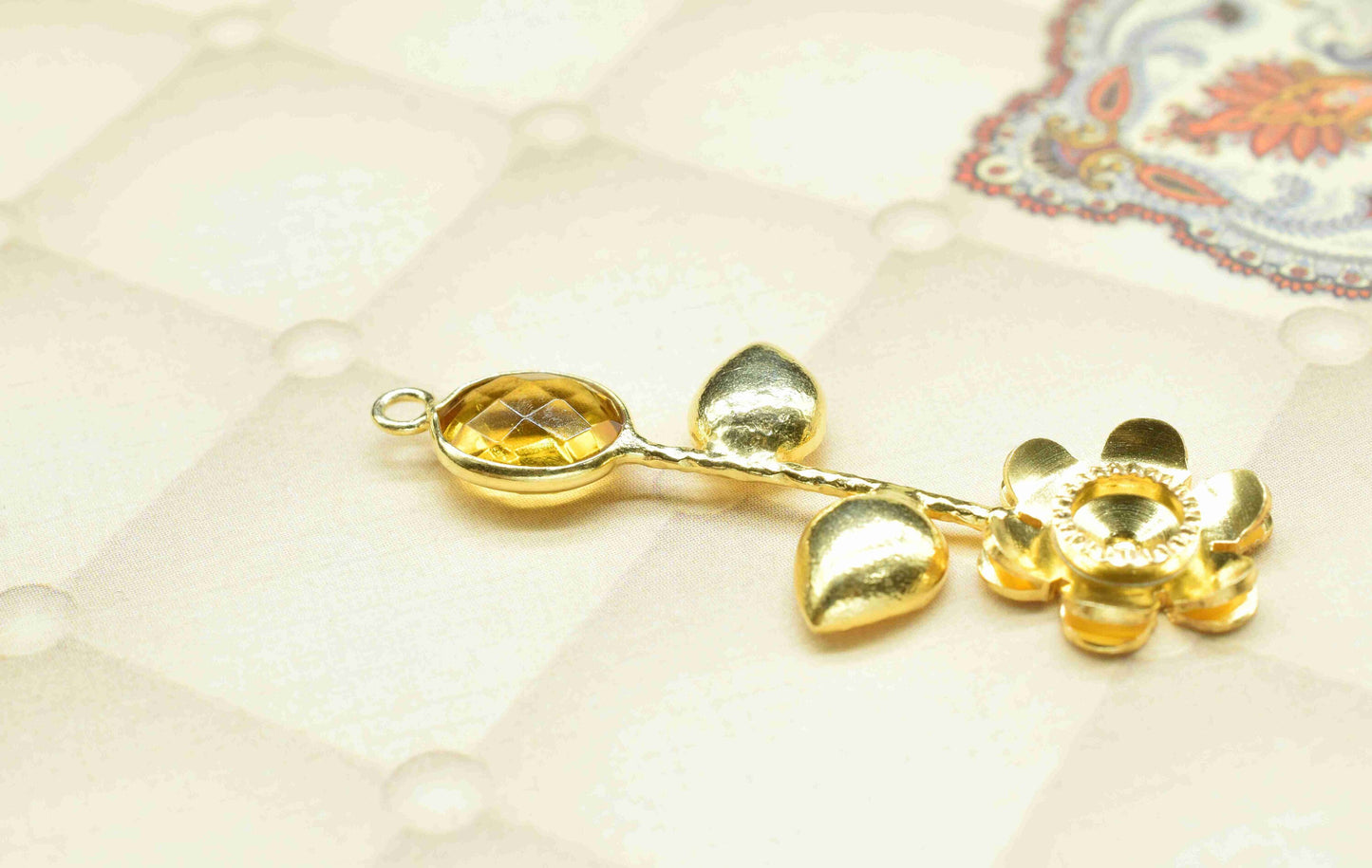 Citrine Gemstone Pendant , Citrine Handmade Pendant , Single Bail Gemstone  Connector, Gold Plated Gemstone Connectors , Summer Collection