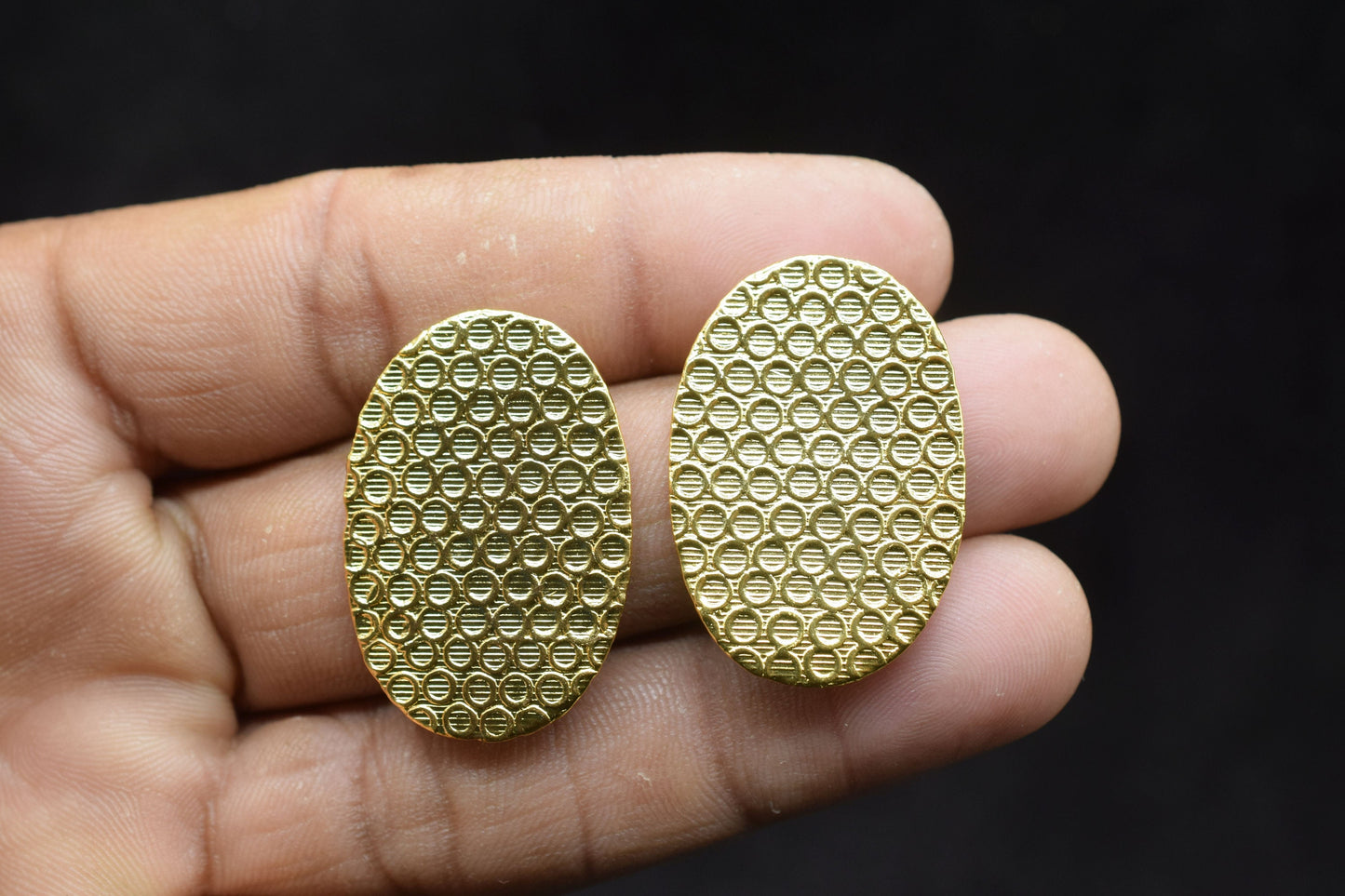 Gold plated Earring post Studs,20x30mm Oval shape Earring connector,Texture Brass Earring charms,Brass Earring connectors,Wedding Gifts,