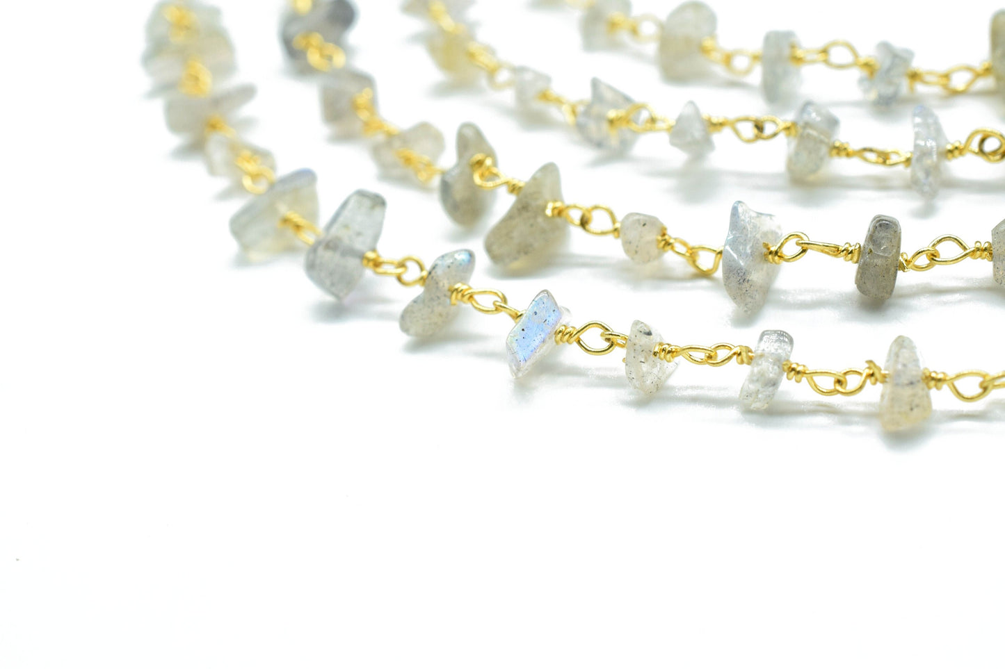 Labradorite Chips Rosary Chain,Nugget Rosary Chain,Finding Wire Wrap Necklace Chain,Gemstone Rosary Necklace,Handmade Jewelry Carft Supplies