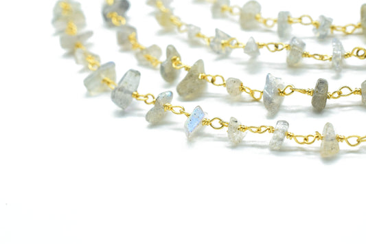 Labradorite Chips Rosary Chain,Nugget Rosary Chain,Finding Wire Wrap Necklace Chain,Gemstone Rosary Necklace,Handmade Jewelry Carft Supplies