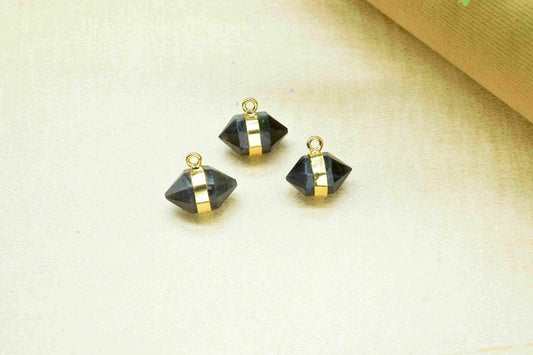 Labradorite 8x14mm Point Pendant,Labradorite Bullet Pendant Jewelry,Labradorite Gemstone Single Bail Pendant with Electroplated Gold Band