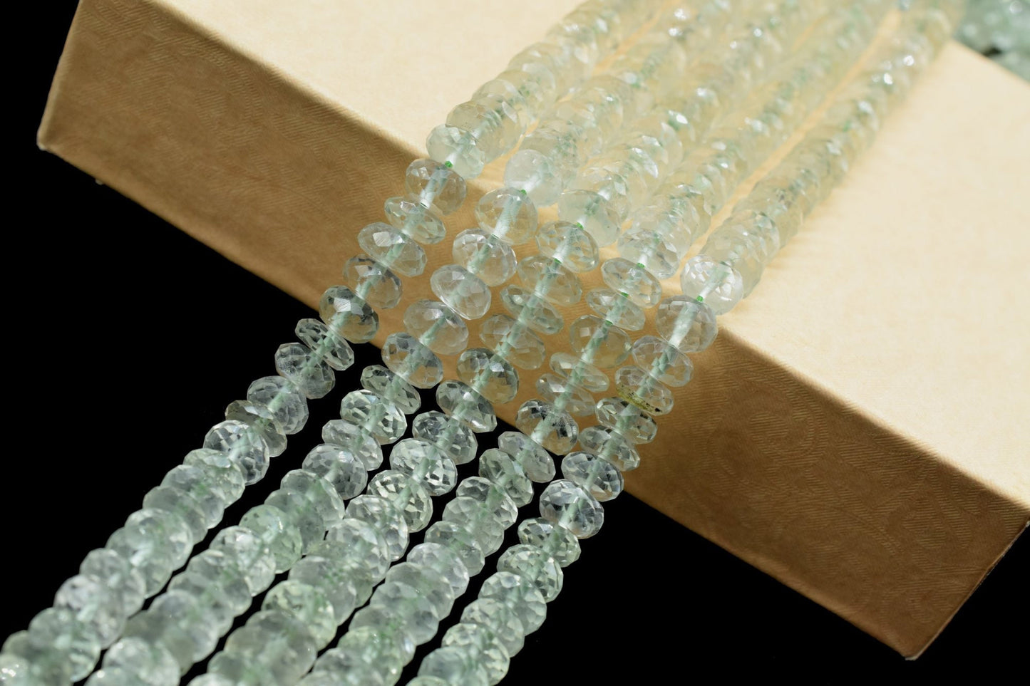 Natural Green Amethyst Rondelle faceted beads, Amethyst Faceted Rondelle Beads 6"Strand, 6.5x7 mm, AAA Quality Green Amethyst Faceted Beads