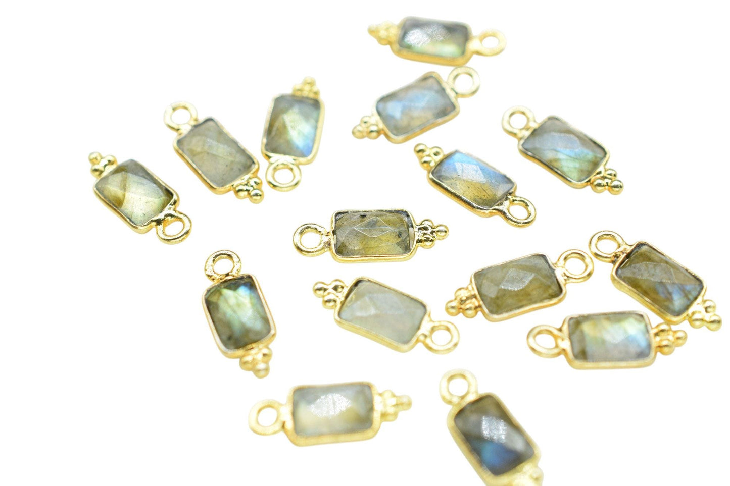 Natural Gemstone Labradorite Charms Pendant/Buguette Shape Pendant/Handmade Pendant/Tiny Pendant/Necklace Connector jewelry/B'day Gift