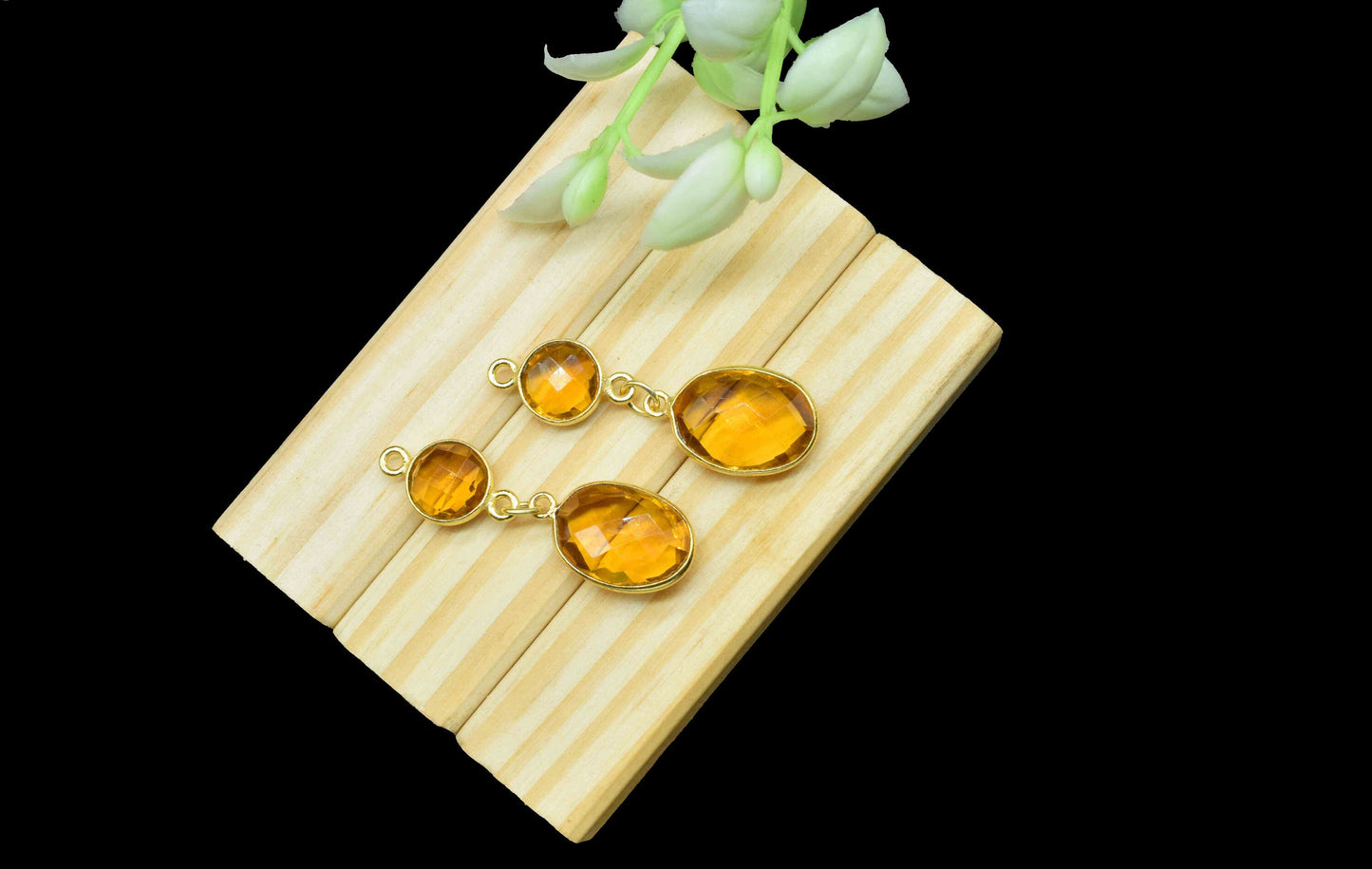 Citrine Quartz Dangle pendant Charm,Handmade jewelry,Necklace Connector,Component pendant,Station Link,Multi Gemstone Dangle Earring Gift