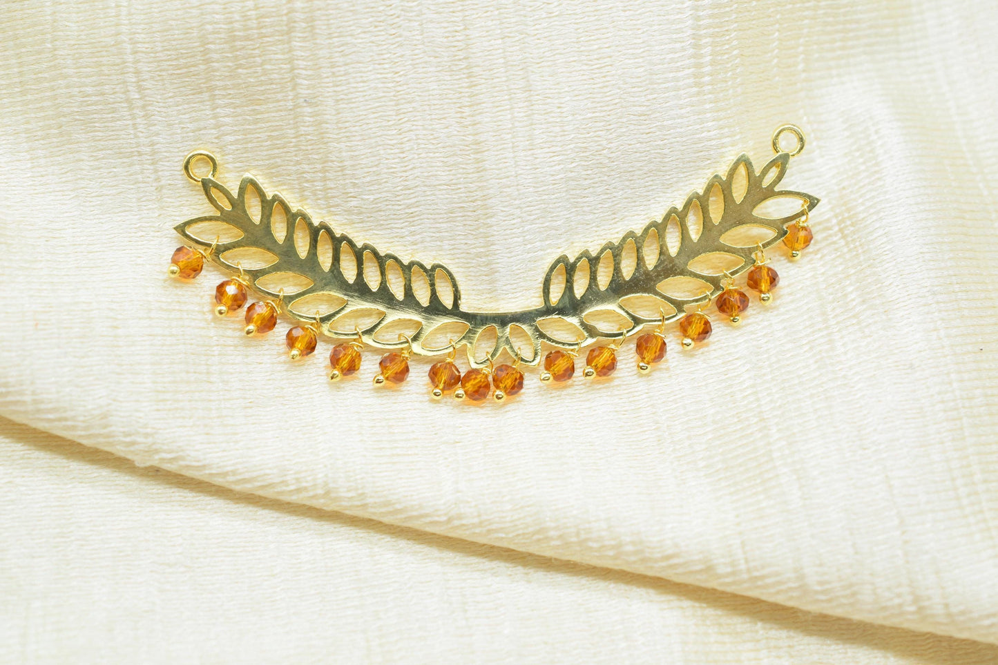 Citrine Quartz Beads Dangle Charms,Wedding Hair Vine Connectors,Gemstone Leaf Pendant Necklace,Component Leaf Charms,Handmade jewelry,Gift