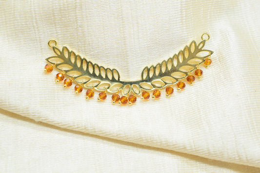 Citrine Quartz Beads Dangle Charms,Wedding Hair Vine Connectors,Gemstone Leaf Pendant Necklace,Component Leaf Charms,Handmade jewelry,Gift